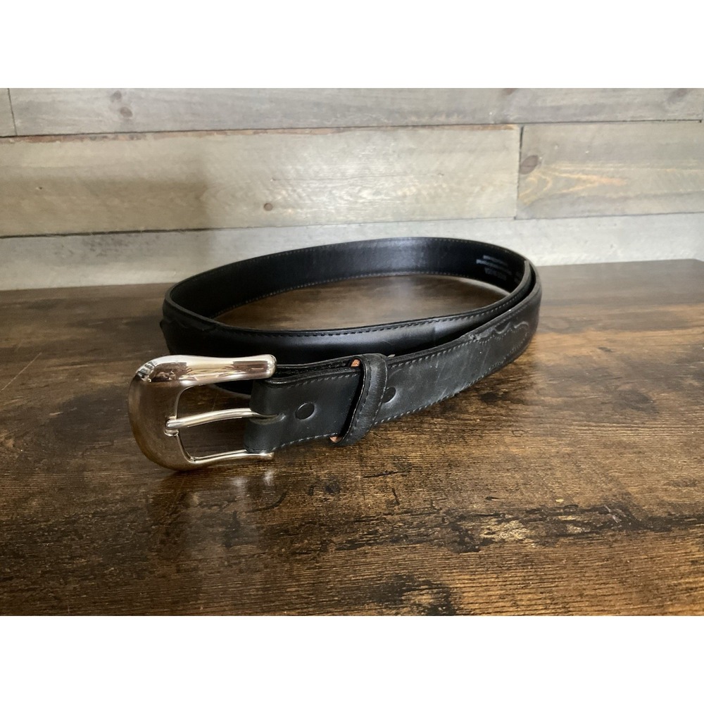 Mens Tony Lama Western Belt 36 Black Leather USA